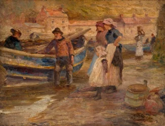 Hafenszene mit Fischern