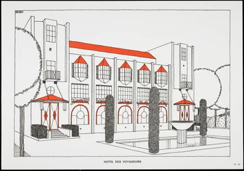 Hôtel des voyageurs, aus Une Cite Moderne, Dessins de Rob Mallet-Stevens Architecte (1987)