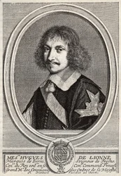 Hugues de Lionne (1611-1671), Marquis de Fresnes, Herr von Berny, Diplomat und Staatsminister unter Ludwig XIV. Gravur von Robert Nanteuil.