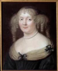Porträt von Marie de Rabutin-Chantal, Marquise de Sevigne genannt Madame de Sevigne (1626-1696), Schriftstellerin. Schloss von Bussy Rabutin. Gemälde von Robert Nanteuil (1623-1678). Musée Carnavalet.