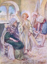 Die Kindheit Jesu, aus Das Bibelbilderbuch, veröffentlicht von Thomas Nelson, ca. 1950