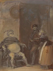 Falstaff mit Mistress Quickly und Bardolph