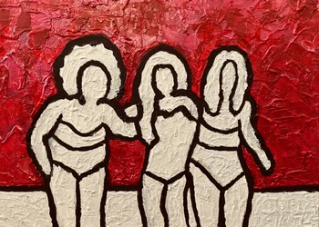 Drei Frauen in Rot