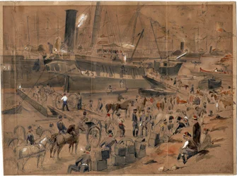 Einschiffung der Artillerie an Bord der Argo in Balaklava, Mai 1856