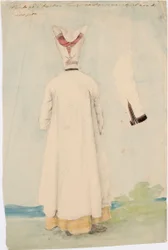 Frau in Nationaltracht von hinten