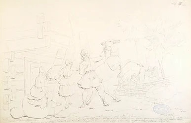 Lemminkäinen und das Hiiden-Hirvi; Originalzeichnung für die Serie "Kalewala, Finsk National-dikt, dargestellt in Zeichnungen von R.W. Ekman"