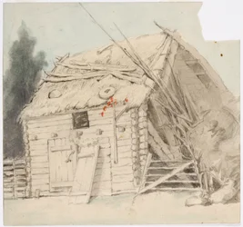 Gebäude mit Strohdach