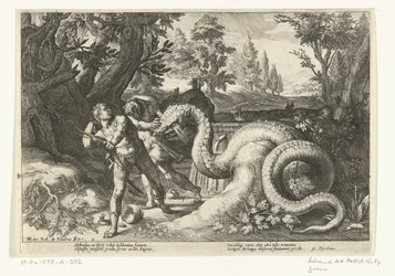 Gefährten von Kadmos von einem Drachen verschlungen
