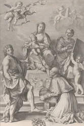 Madonna und Kind mit Johannes dem Täufer, Lukas, Papst Peter Celestini, 1694