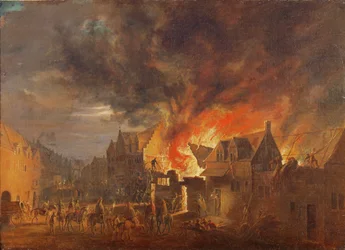 Brüssel in Flammen, mit dem Gouverneur Erzherzog Leopold Wilhelm, der zusieht