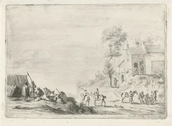 Soldaten an einem Weg