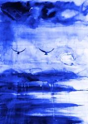 Vögel über blauem Horizont