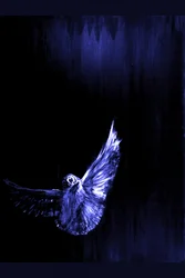Mystischer blauer Eulenflug