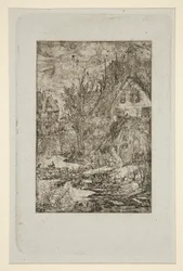 Dorfeingang (Reetgedeckte Hütten)