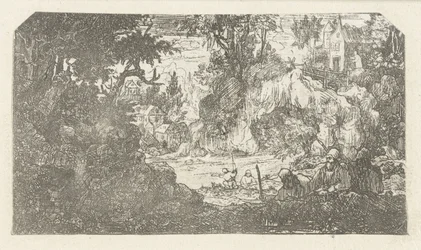 Landschaft mit ruhenden Reisenden