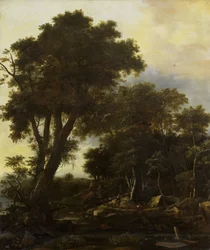 Waldlandschaft mit Unterstand