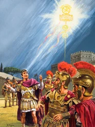 Konstantins Vision des christlichen Kreuzes vor der Schlacht an der Milvischen Brücke