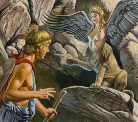 Ödipus begegnet der Sphinx