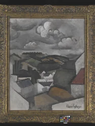 Landschaft mit einem Dorf, die Hügel jenseits von Meulan