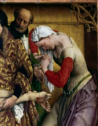 Kreuzabnahme. Detail von Maria Magdalena. Rogier-Altar