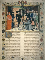 Jean Wauquelin (gestorben 1452) überreicht die Übersetzung der Chroniken von Hennegau an Philipp III. von Burgund