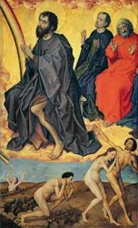 Die Verdammten auf dem Weg zur Hölle und das himmlische Reich der Heiligen, aus dem Jüngsten Gericht, ca. 1445-50