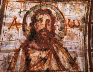 Büste von Christus, Katakomben von Commodilla, Rom (Fresko)