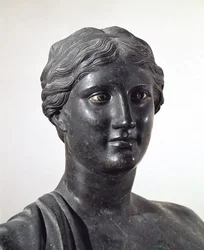 Büste der Sappho, Bronzestatue aus der Villa dei Papiri, Herculaneum, Kampanien, Italien, römische Zivilisation