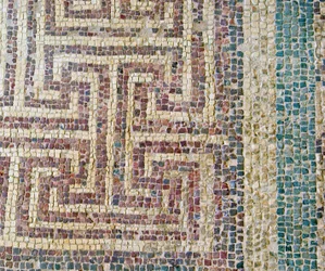 Detail der geometrischen Fliesenarbeit, Haus des Theseus, Paphos, Zypern