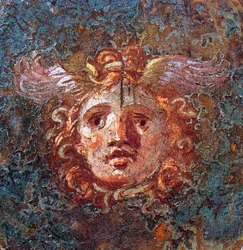 Gorgone oder Gorgo - Detail eines Freskos von Pompeji Casa dei Vettii 1. Jahrhundert n. Chr.
