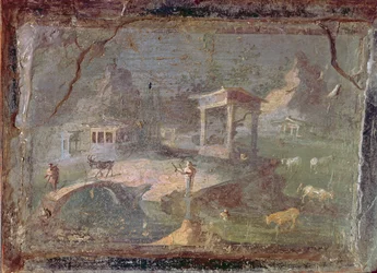 Idyllische Landschaft, aus Herculaneum, 1. Jahrhundert v. Chr. - 79 n. Chr.