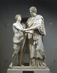 Marmorskulpturengruppe, die Orestes und Elektra darstellt