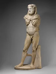 Marmorstatue eines bärtigen Herkules, 68-98 n. Chr. (Marmor)