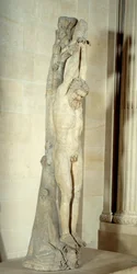 Die Qualen des Marsyas, an einem Kiefernstamm hängend. Marmorskulptur vom Ende des 3. bis zum Beginn des 2. Jahrhunderts v. Chr. Höhe 2,5 m. Paris, Musée du Louvre