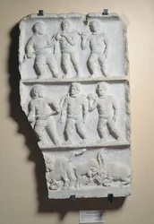 Männer in Ketten, Relief gefunden in Smyrna