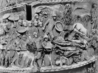 Wunderbarer Regen, Detail von der Säule des Marcus Aurelius, 180-196 n. Chr.