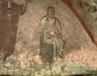 Mutter und Kind, Cubiculum der Velatio (Fresko)