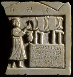 Relief, das eine Tavernen-Szene darstellt