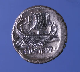 Darstellung einer Galeere. Pompeius der Große (Gnaeus Pompeius Magnus)