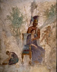 Römische Kunst: „Mars, Venus und der müßige Amor“. Fresko aus der Villa dell