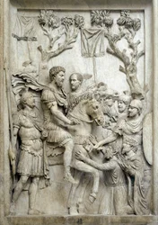Römischer Kaiser Marcus Aurelius begnadigt die besiegten Feinde, ca. 176-180