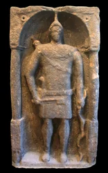 Römischer Grabstein mit der Darstellung eines hamianischen (syrischen) Bogenschützen, ca. 125-40 n. Chr.