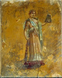 Römische Kunst: Darstellung der Melpomene, Muse der Tragödien. Fresko aus Pompeji um 62 - 79 n. Chr.