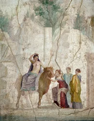 Römische Kunst: Die Entführung Europas. Fresko aus Pompeji. Anfang des 1. Jahrhunderts n. Chr.