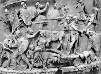 Der Kaiser kommt in ein Dorf, während es geplündert wird (Detail)