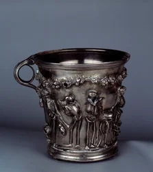 Tresor de Boscoreale: Timbale mit Skeletten. Ende des 1. Jahrhunderts v. Chr. - 1. Jahrhundert n. Chr. Paris, Louvre Museum