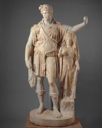 Statue des Dionysos, der sich auf eine weibliche Figur lehnt ("Hope Dionysos"), 27 v. Chr.-68 n. Chr. (Marmor)