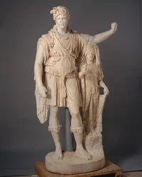 Statue des Dionysos, die sich auf eine weibliche Figur lehnt ("Hope Dionysos"), 27 v. Chr.-68 n. Chr. (Marmor)