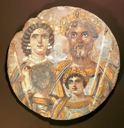 Tondo: Tafel mit der Familie des Septimius Severus, ca. 200 n. Chr.