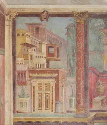 Wandmalerei aus dem Cubiculum einer Villa in Boscoreale
